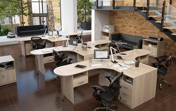 Офисный набор мебели SIMPLE с эргономичными столами и шкафом в Вологде - предосмотр 2